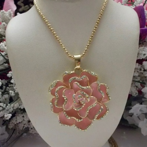 Crystal Rose Pendant Necklace by Betsey Johnson - Picture 2 of 4